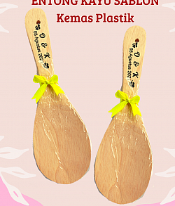 ENTONG KAYU 22 CM KEMAS PLASTIK100 pcs Rp 3.200 /pcs, 250 pcs Rp 3.000 /pcs, 500 pcs keatas Rp 2.800 /pcs