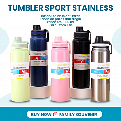 TUMBLER SPORT STAINLESS 1000 ML Rp 60.000 CETAK CUSTOM 1 SISI + Rp 3.000,-